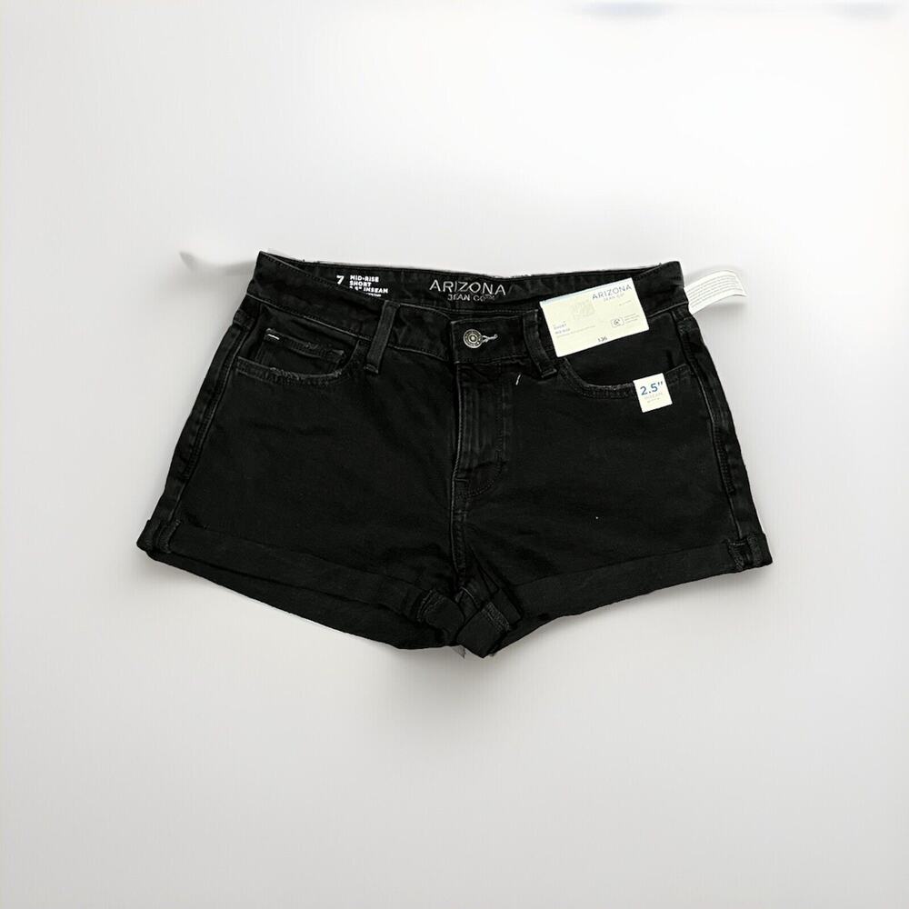 Arizona Jean Co. Women's Mid Rise Black Denim Jean Shorts Size 7 NWT